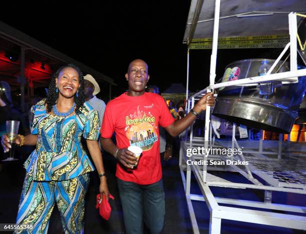 Prime Minister of Trinidad & Tobago Dr. Keith Rowley and Minister of Labour of Trinidad & Tobago Jennifer Baptiste-Primus walk into the arena with...