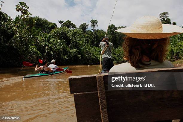 Ecotourism with native Huaorani nation at Yasuni National Park. Amazon, Ecuador