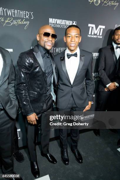 Professional Boxer Floyd Mayweather and his son Koraun attend his 40th Birthday Celebration on February 25, 2017 in Los Angeles, California.