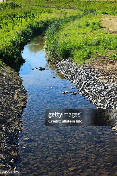 Dortmund, Ruhr area, Westphalia, North Rhine-Westphalia, NRW, D-Dortmund-Hoerde, renaturated Emscher, river, brook, meadow landscape