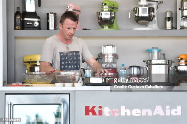 Chef Marc Murphy leads a cooking demonstration at Goya Foods' Grand Tasting Village Featuring Mastercard Grand Tasting Tents & KitchenAid Culinary...