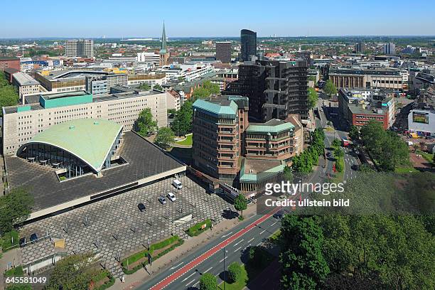 Dortmund, Ruhr area, Westphalia, North Rhine-Westphalia, NRW, city view, aerial view, town centre with municipal theatre Dortmund, opera house, cupola