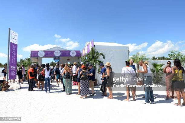 Guests attend Goya Foods' Grand Tasting Village Featuring Mastercard Grand Tasting Tents & KitchenAid Culinary Demonstrations on February 25, 2017 in...