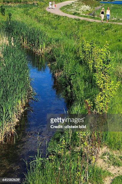 Dortmund, Ruhr area, Westphalia, North Rhine-Westphalia, NRW, D-Dortmund-Hoerde, renaturated Emscher, river, brook, meadow landscape