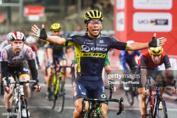 Australia's Caleb EWAN from Orica-Scott team wins the fourth stage, a 143km Yas Island Stage at the F1 Yas Marina circuit. On Sunday, February 26 in...