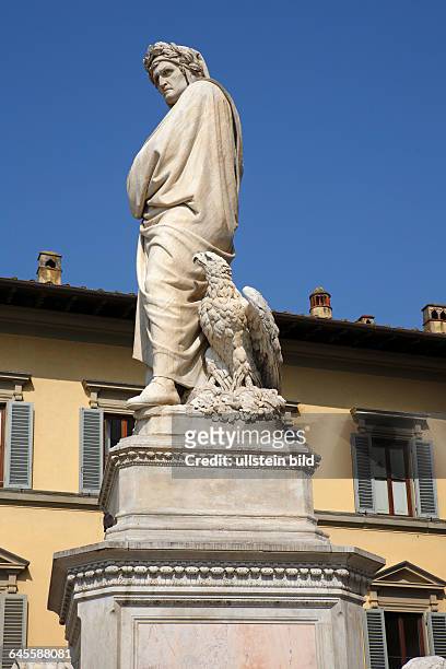 Statue von Dante Alighieri, Piazza di Santa Croce, UNESCO Weltkulturerbe, Altstadt Florenz, Toskana, Italien, Europa