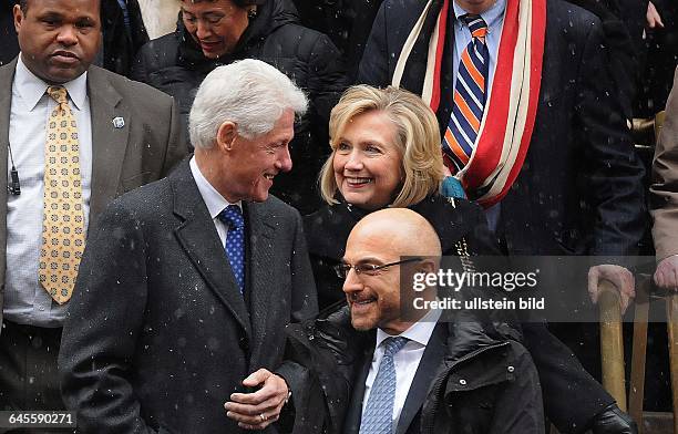 January 6 New York, NY, USA. Bill and Hillary Clinton are atending the funeral. Mourners have gathered at Loyola church in upper Manhattan, New York,...