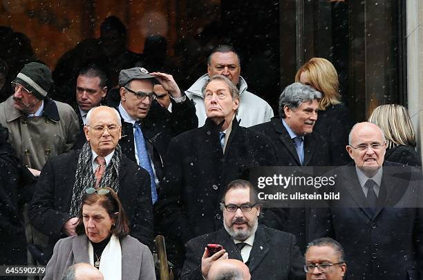 January 6 New York, NY, USA. Charlie Rose and Rudy Guillani are also attending the funeral. Mourners have gathered at Loyola church in upper...