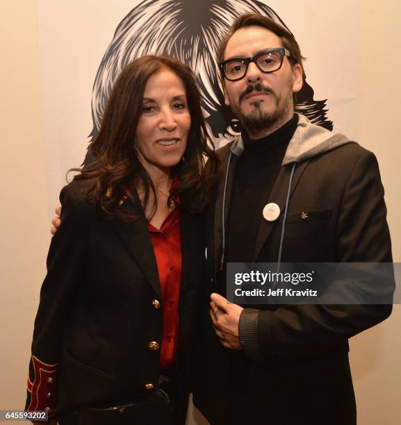 Author Olivia Harrison and singer-songwriter Dhani Harrison attend the "I ME MINE" George Harrison book launch at Subliminal Projects Gallery on...