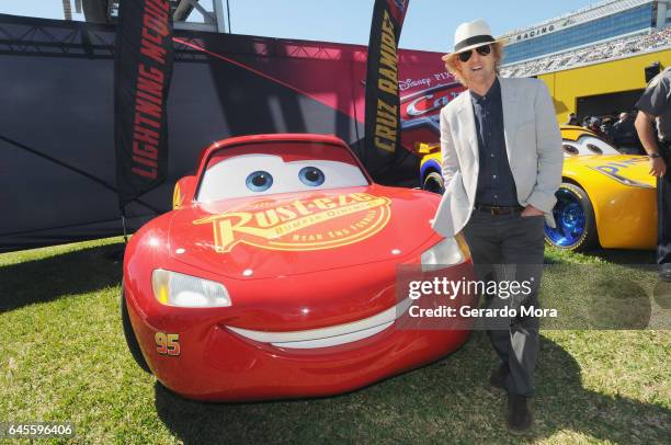 Grand Marshal Owen Wilson, voice of Lightning McQueen in "Cars 3" poses with Lightning McQueen for the 59th Annual DAYTONA 500 at Daytona...