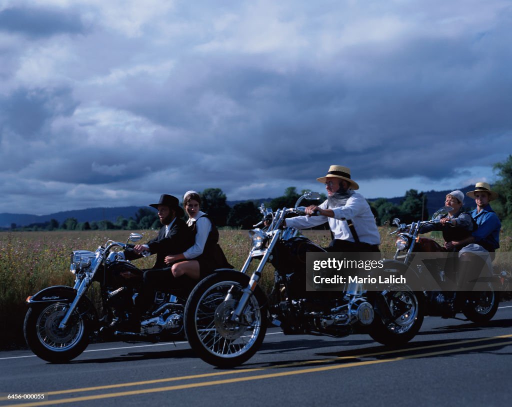 Amish Racing Amish On Motorcycles High-Res Stock Photo - Getty Images