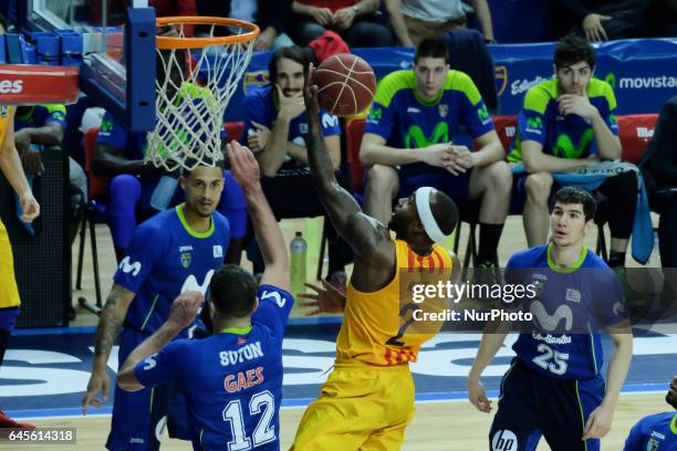 Tyrese Rice of Barcelona during their Spanish liga ACB basketball Estudiantes vs Barcelona game at Palacio de los Deportes pavilion in Madrid, Spain,...