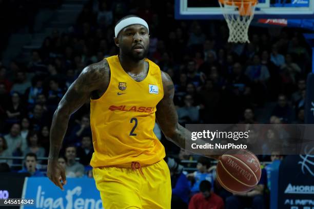 Tyrese Rice of Barcelona during their Spanish liga ACB basketball Estudiantes vs Barcelona game at Palacio de los Deportes pavilion in Madrid, Spain,...