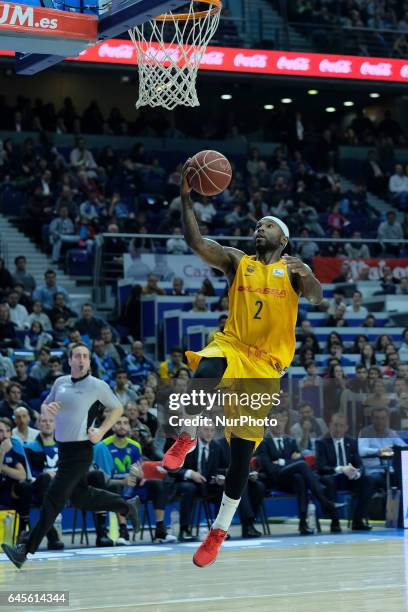 Tyrese Rice of Barcelona during their Spanish liga ACB basketball Estudiantes vs Barcelona game at Palacio de los Deportes pavilion in Madrid, Spain,...