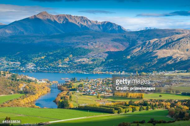 panoramic view nature landscape in south island new zealand - otago stock pictures, royalty-free photos & images