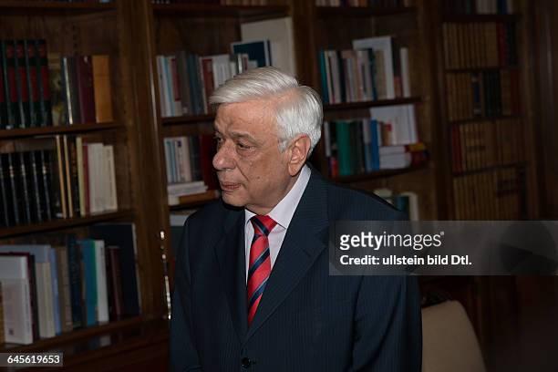 Prime minister Alexis Tsipras visits the President of the Greek Republic Prokopis Pavlopoulos during the night to inform him about the results of the...
