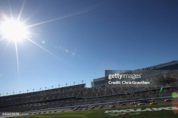 General view as cars race during the 59th Annual DAYTONA 500 at Daytona International Speedway on February 26, 2017 in Daytona Beach, Florida.