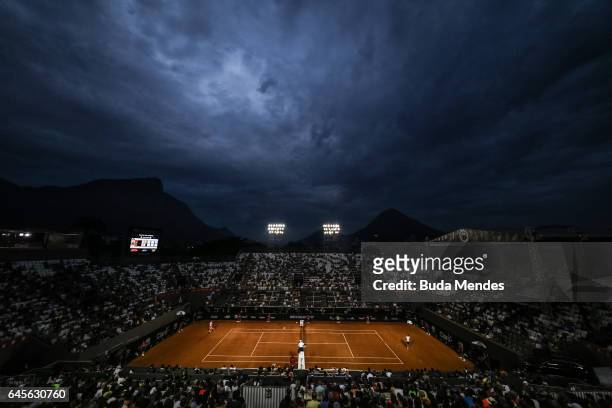 General view of the arena during the ATP Rio Open 2017 final match between Dominic Thiem of Austria and Pablo Carreo Busta of Spain at Jockey Club...