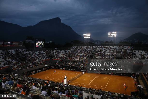 General view of the arena during the ATP Rio Open 2017 final match between Dominic Thiem of Austria and Pablo Carreo Busta of Spain at Jockey Club...