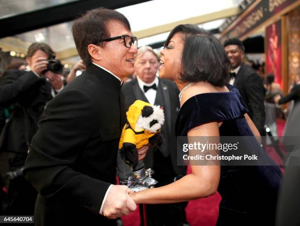 Actors Jackie Chan and Taraji P. Henson attend the 89th Annual Academy Awards at Hollywood & Highland Center on February 26, 2017 in Hollywood,...