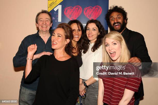 Paul Whitehouse, Melinda Hughes, Nina Conti, Bridget Christie, Rachel Parris and Nish Kumar attend the 100 Hearts charity gala in aid of the Royal...