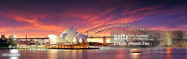 panoramic view of sydney opera house - sydney stock pictures, royalty-free photos & images