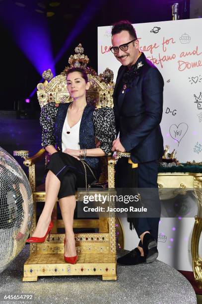 Giorgia Surina and Antonio Frana attend the Dolce & Gabbana 'Dancing Queen' After Show Party during Milan Fashion Week Fall/Winter 2017/18 on...