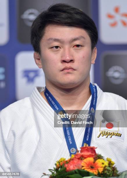 Over 100kg silver medallist, Hisayoshi Harasawa of Japan, during the 2017 Dusseldorf Grand Prix at the Mitsubishi Electric Halle on February 26, 2017...