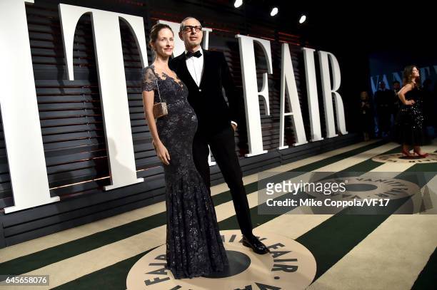 Actor Jeff Goldblum and Emilie Livingston attend the 2017 Vanity Fair Oscar Party hosted by Graydon Carter at Wallis Annenberg Center for the...