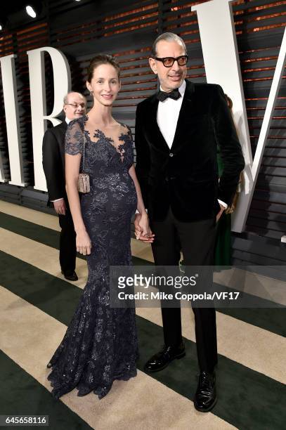 Actor Jeff Goldblum and Emilie Livingston attend the 2017 Vanity Fair Oscar Party hosted by Graydon Carter at Wallis Annenberg Center for the...