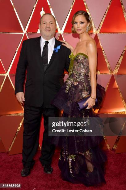 Producer Harvey Weinstein and designer Georgina Chapman attend the 89th Annual Academy Awards at Hollywood & Highland Center on February 26, 2017 in...