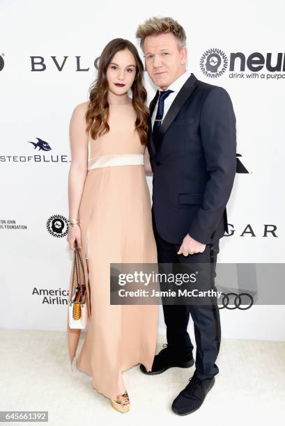 Personality Gordon Ramsay and Holly Anna Ramsay attends the 25th Annual Elton John AIDS Foundation's Oscar Viewing Party at The City of West...