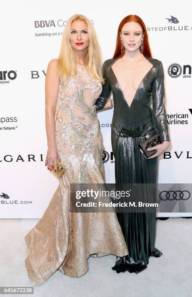Television Personality Sonya Kraus and Actress Barbara Meier attends the 25th Annual Elton John AIDS Foundation's Academy Awards Viewing Party at The...
