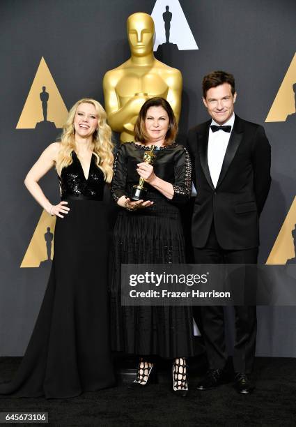 Actor Kate McKinnon, costume designer Colleen Atwood, winner of the Best Costume Design award for 'Fantastic Beasts and Where to Find Them' and actor...