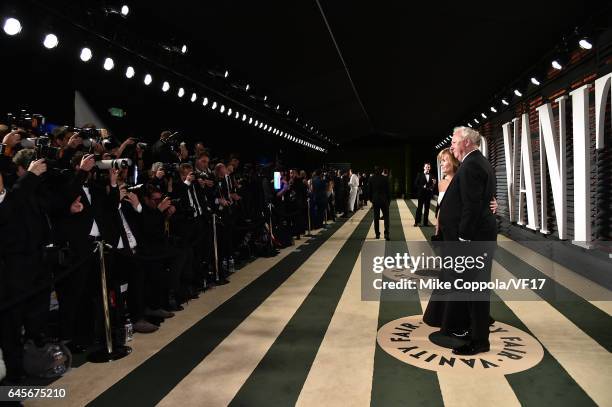 Host and Vanity Fair Editor Graydon Carter and Anna Scott attend the 2017 Vanity Fair Oscar Party hosted by Graydon Carter at Wallis Annenberg Center...