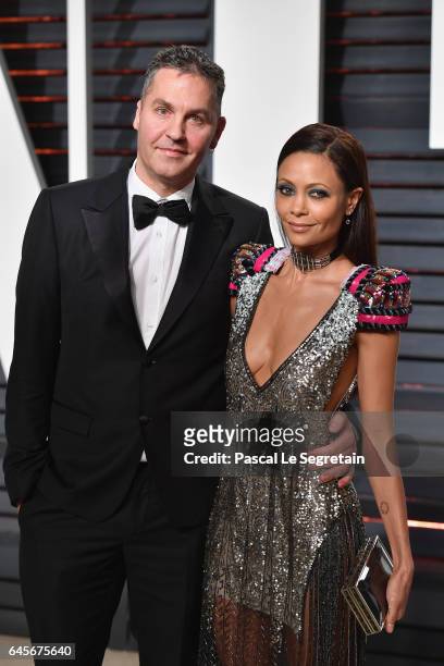 Writer Ol Parker and actor Thandie Newton attends the 2017 Vanity Fair Oscar Party hosted by Graydon Carter at Wallis Annenberg Center for the...