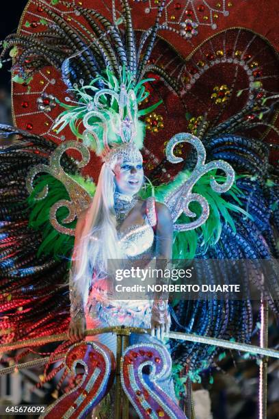 Dancers perform during the carnival in Encarnacion, Paraguay on February 26, 2017. Encarnacion is located 375 km south of Asuncion, describes itself...