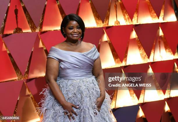 Nominee for Best Supporting Actress "Hidden Figures" Octavia Spencer arrives on the red carpet for the 89th Oscars on February 26, 2017 in Hollywood,...
