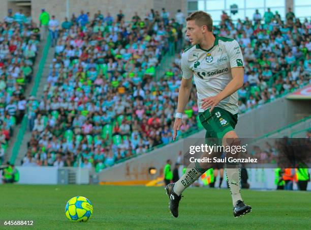 Julio Furch of Santos in action during the 8th round match between Santos Laguna and Necaxa as part of the Torneo Clausura 2017 Liga MX at Corona...