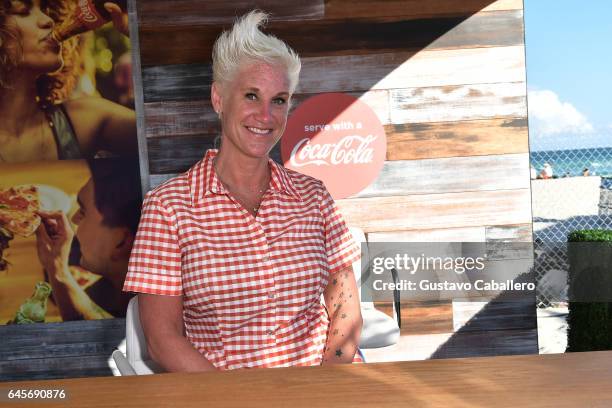 Chef Anne Burrell poses for a photo at a book signing at Goya Foods' Grand Tasting Village Featuring Mastercard Grand Tasting Tents & KitchenAid...