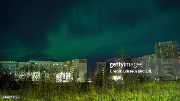 Russland, Republik Komi, Stadt Uchta, Sternhimmel, sternklare Nacht, Nordlicht, Polarlicht, Aurora Borealis, Nachtaufnahme, 2012