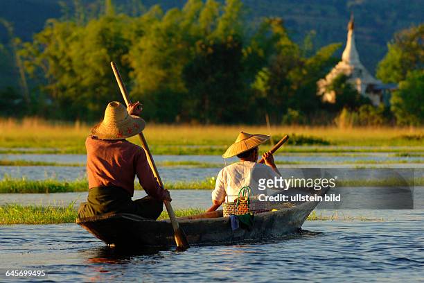 Fischerboot auf dem Inle-See in Myanmar