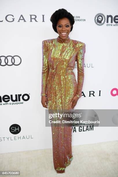 Actor Yvonne Orji attends the 25th Annual Elton John AIDS Foundation's Academy Awards Viewing Party at The City of West Hollywood Park on February...