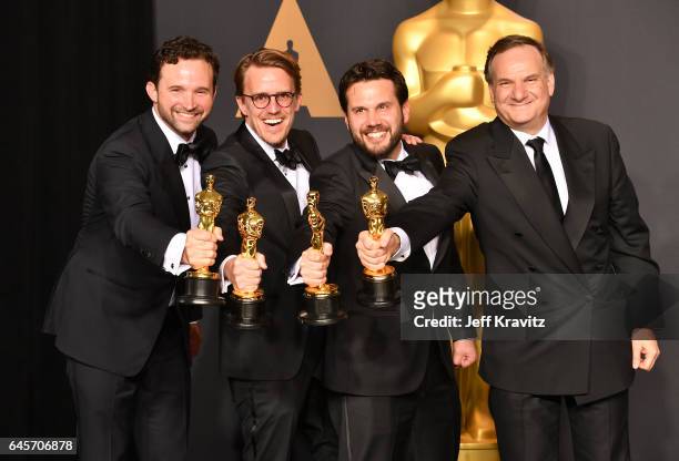 Visual effects artists Dan Lemmon, Andrew R. Jones, Adam Valdez and Robert Legato, winners of the award for Visual Effects for 'The Jungle Book,'...