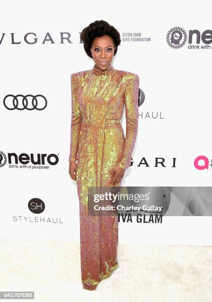 Actor Yvonne Orji attends the 25th Annual Elton John AIDS Foundation's Academy Awards Viewing Party with cocktails by Clase Azul Tequila and Chopin...