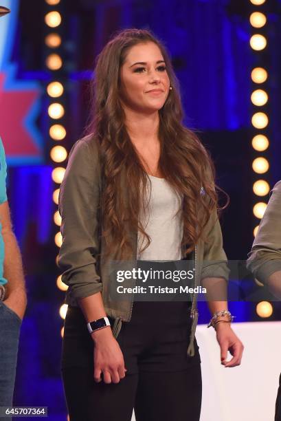 Sarah Lombardi attends the TV Show 'Der Grosse RTL2 Promi Curling Abend' on February 26, 2017 in Moenchengladbach, Germany.