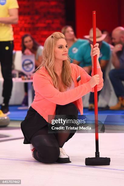 Angelina Kirsch attends the TV Show 'Der Grosse RTL2 Promi Curling Abend' on February 26, 2017 in Moenchengladbach, Germany.