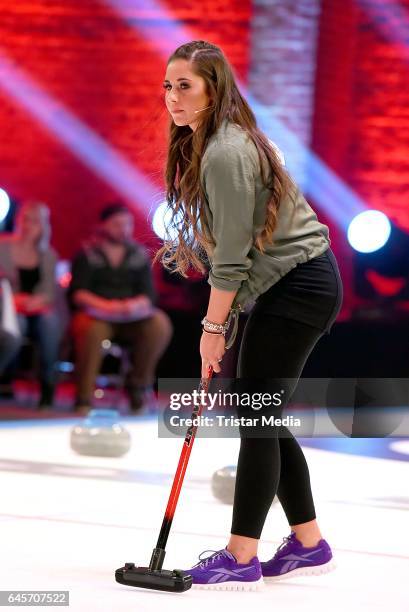 Sarah Lombardi attends the TV Show 'Der Grosse RTL2 Promi Curling Abend' on February 26, 2017 in Moenchengladbach, Germany.