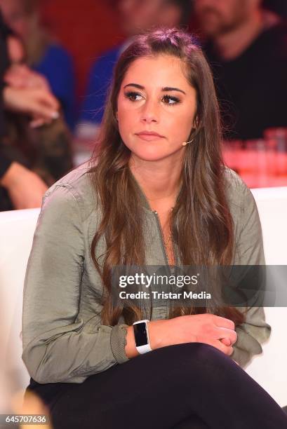 Sarah Lombardi attends the TV Show 'Der Grosse RTL2 Promi Curling Abend' on February 26, 2017 in Moenchengladbach, Germany.