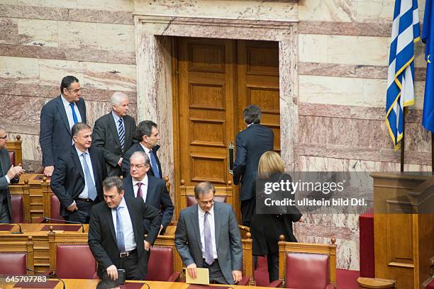 Third ballot for the presidential election in Athens. The candidate of the Government Stavros Dimas got 168 out of 300 votes and thus failed at this...